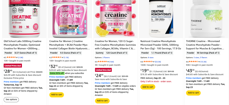 Creatine for Women — missing demographic segment